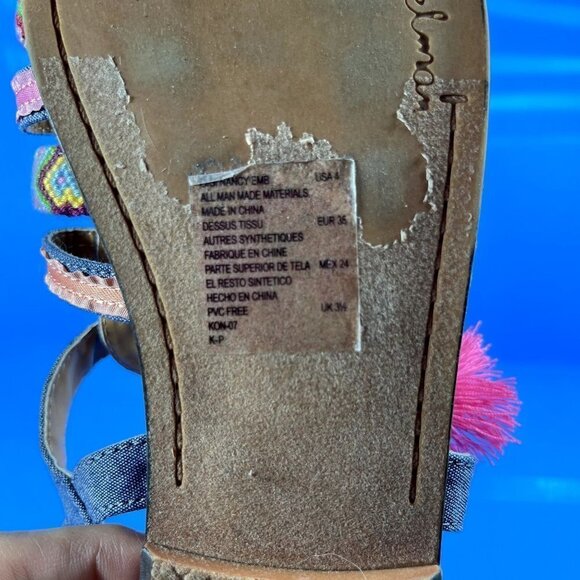 Sam Edelman Gigi Nancy EMB Multicolor Slingback Sandals Girls Shoes Size‎ 4 - Picture 7 of 8